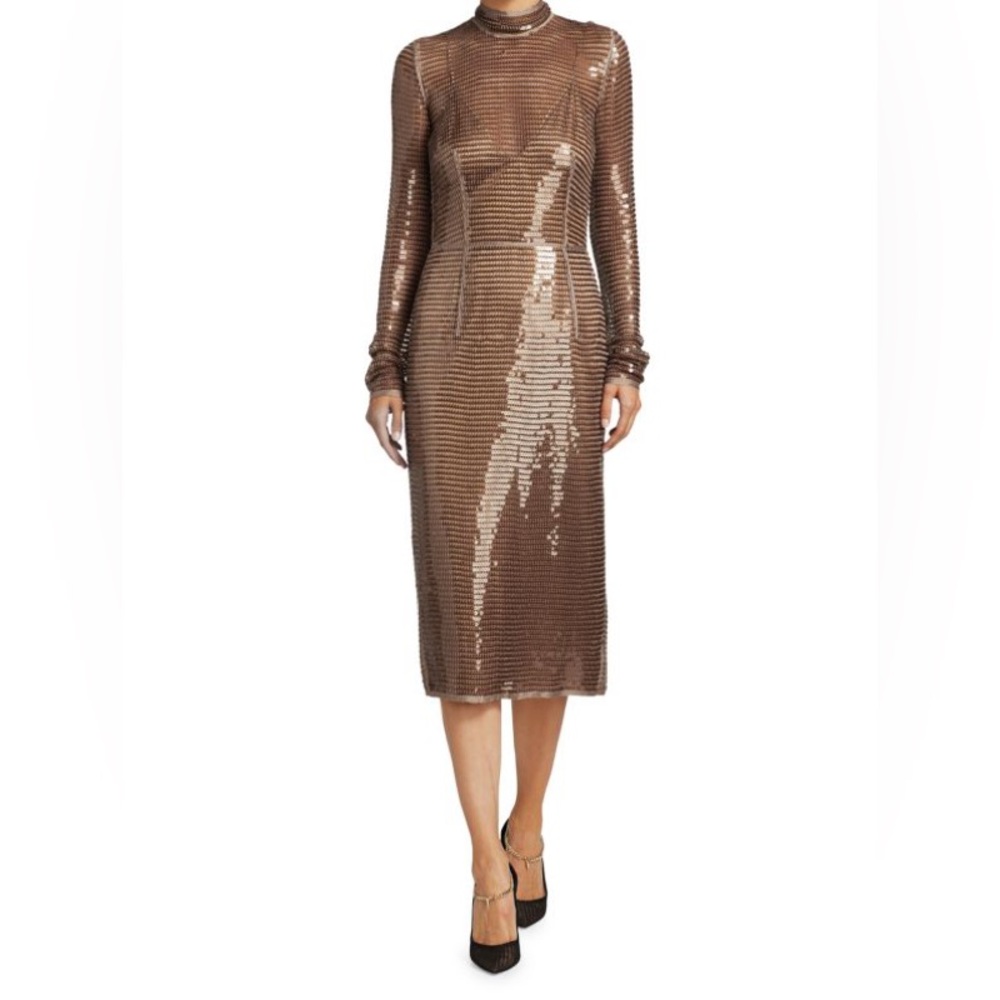 Burberry Embellished Mesh Sequin Cocktail Dress8